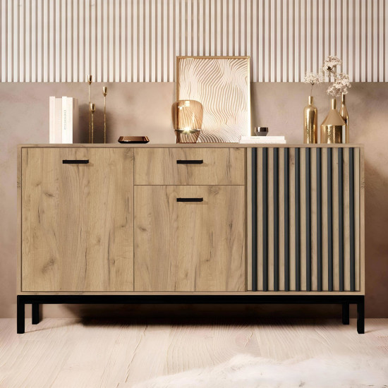 LAMINO KM-1 lāde, craft ozols / melns