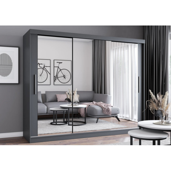 Skapis ar bīdāmām durvīm MILAN (250 cm) ar spoguļi Skapis ar bīdāmām durvīm MILAN (250 cm) ar spoguļi