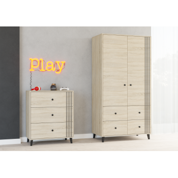 Mēbeļu komplekts skapis FOX 06 ar kumodi FOX 02 Mēbeļu komplekts skapis FOX 06 ar kumodi FOX 02