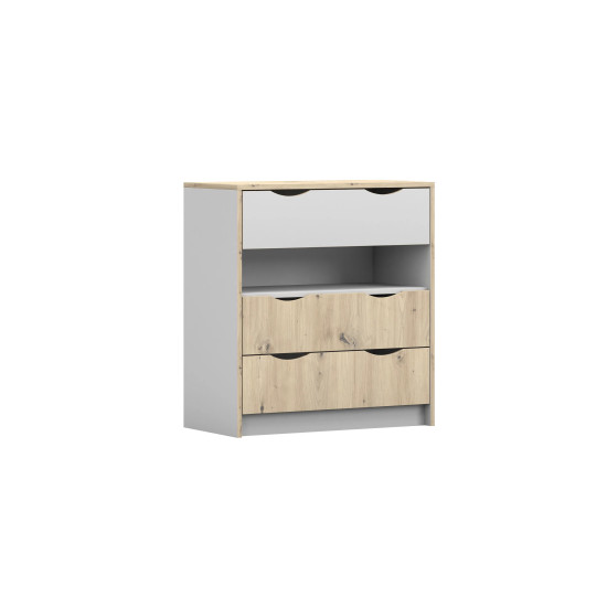 Kumode - JOY 3D I balts / Artisan ozols
