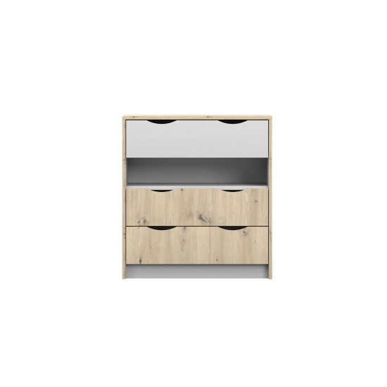 Kumode - JOY 3D I balts / Artisan ozols