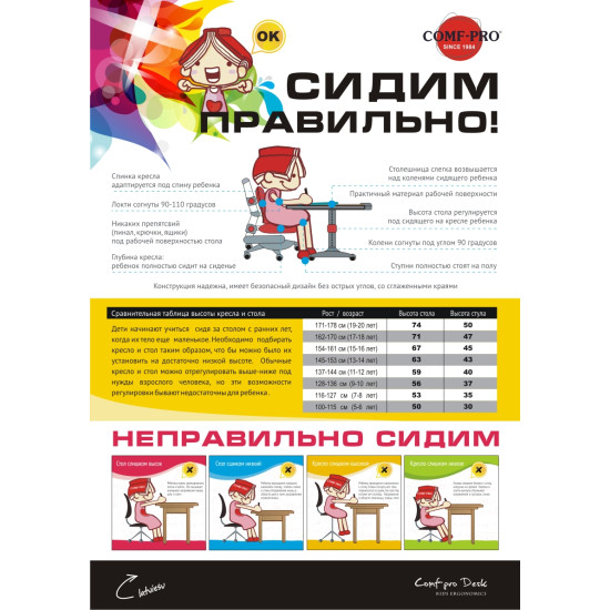 Стол Comf-Pro Leon desk 93х73см с изменяемой высотой 53-79cm Стол Comf-Pro Leon desk 93х73см с изменяемой высотой 53-79cm