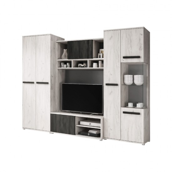 Idzczak Sekcija Viva Oak Craft White + Norwegian Pine Black + LED 1 punkts, 16 krāsas Idzczak Sekcija Viva Oak Craft White + Norwegian Pine Black + LED 1 punkts, 16 krāsas