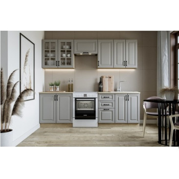 Köök ELIZABETH (240 cm) korpus: sonoma tamm, fassaad: hall  Köök ELIZABETH (240 cm) korpus: sonoma tamm, fassaad: hall