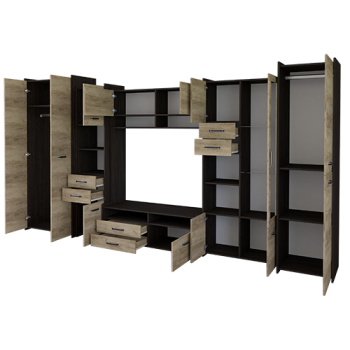 Стенка MOKKA II Дуб Кентербери + Дуб Country Grey