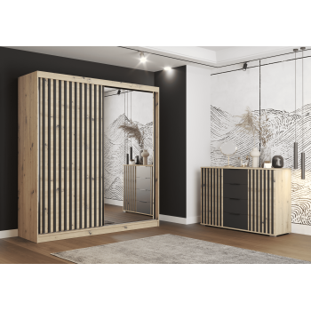 WERONA L 2D 203 cm garderobes un kumodes komplekts Artisan WERONA L 2D 203 cm garderobes un kumodes komplekts Artisan