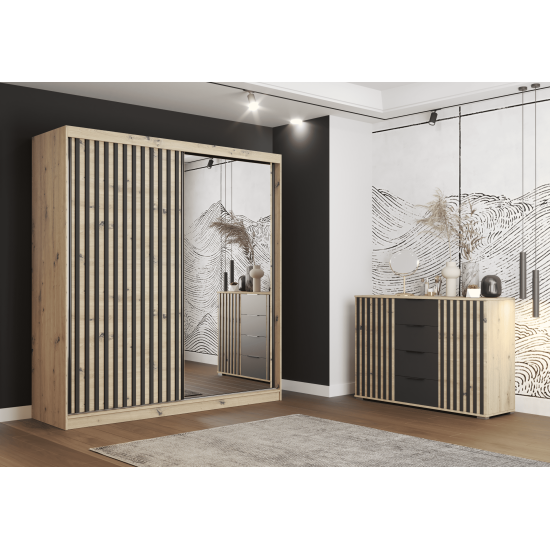 WERONA L 2D 203 cm garderobes un kumodes komplekts Artisan WERONA L 2D 203 cm garderobes un kumodes komplekts Artisan