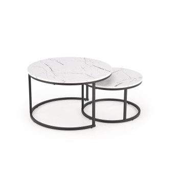 JAVA komplekt 2 spl. lauad, valge marmor/must JAVA komplekt 2 spl. lauad, valge marmor/must
