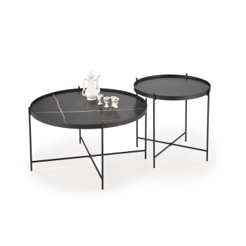 JULIETA komplekt 2 spl. lauad, must marmor/must JULIETA komplekt 2 spl. lauad, must marmor/must