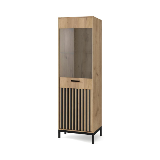 LAMINO W-1 vitrīnas skapis, craft ozols / melns