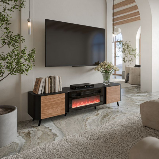 VOLARE TV Stand 200 черный матовый/орех