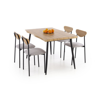 Комплект DICKY, стол + 4 стула цвет: натуральный / черный / серый Комплект DICKY, стол + 4 стула цвет: натуральный / черный / серый