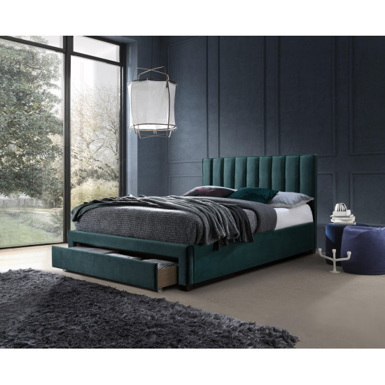 Кровать GRACE 140 с ящиками, цвет: темно-зеленый Кровать GRACE 140 с ящиками, цвет: темно-зеленый