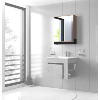 зеркальный шкаф, DUESA SLU-60, золотой дуб / черный зеркальный шкаф, DUESA SLU-60, золотой дуб / черный