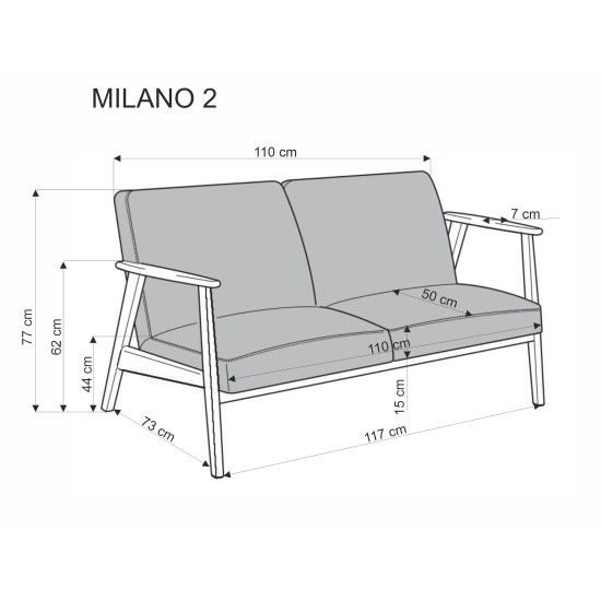Диван MILANO 2S, оливковый CASTEL#39 / темный орех Диван MILANO 2S, оливковый CASTEL#39 / темный орех