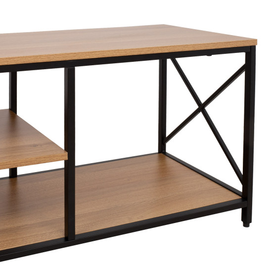 TV galds STUDY 140x40xH46,5cm, ozols/melns