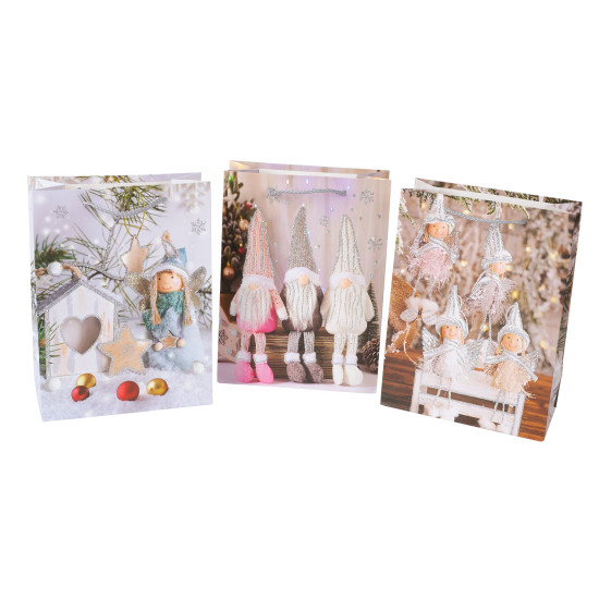 Подарочный пакет XMAS ELF, 18x24x8,5см, микс