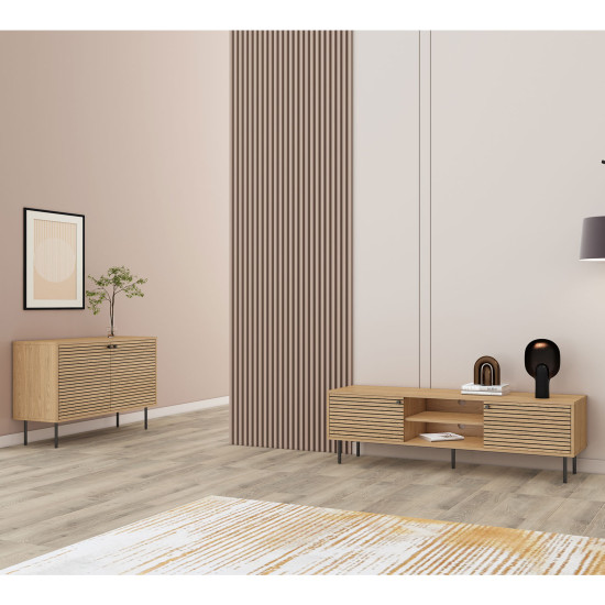 Комод LINE 110x40xH74см, с корой дуба Комод LINE 110x40xH74см, с корой дуба