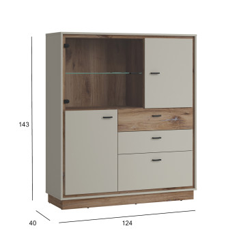 Riidekapp RIVERO 124x40xH143cm, tamm/hall Riidekapp RIVERO 124x40xH143cm, tamm/hall