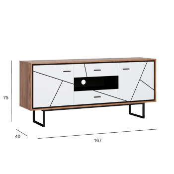 TV alus BROLO 167x40xH75cm, must/valge TV alus BROLO 167x40xH75cm, must/valge