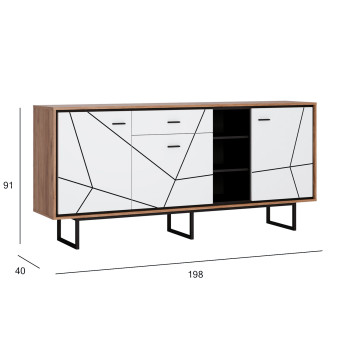 Riidekapp BROLO 198x40xH91cm, must/valge Riidekapp BROLO 198x40xH91cm, must/valge