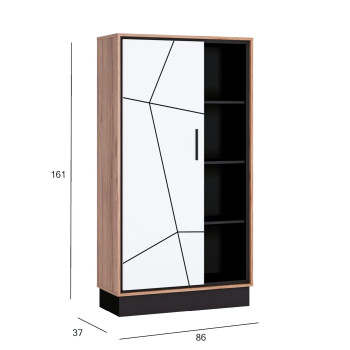 Riiul BROLO 86x37xH161cm, must/valge Riiul BROLO 86x37xH161cm, must/valge
