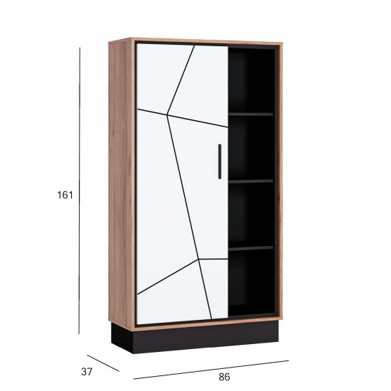 Riiul BROLO 86x37xH161cm, must/valge