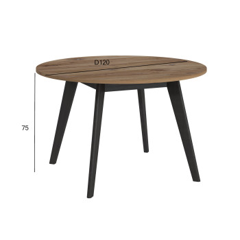 Söögilaud RIVERO D120xH75cm, tamm/must Söögilaud RIVERO D120xH75cm, tamm/must