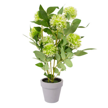 Mākslīgais augs GREENLAND podiņā, balti kušķi Mākslīgais augs GREENLAND podiņā, balti kušķi