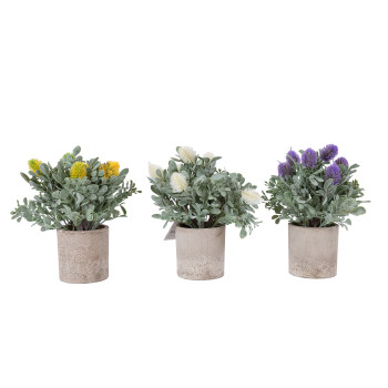 Mākslīgais augs GREENLANDE podiņā, āboliņa ziedi,  Mākslīgais augs GREENLANDE podiņā, āboliņa ziedi,