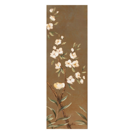Eļļas glezna 30x90cm, ziedi uz zelta C