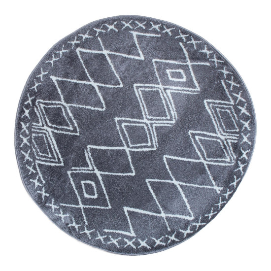 Paklājs SANFORD-1, D120cm, tumši pelēks/balts Paklājs SANFORD-1, D120cm, tumši pelēks/balts