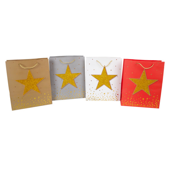 Подарочный пакет STAR-2, 26x32x12см, микс