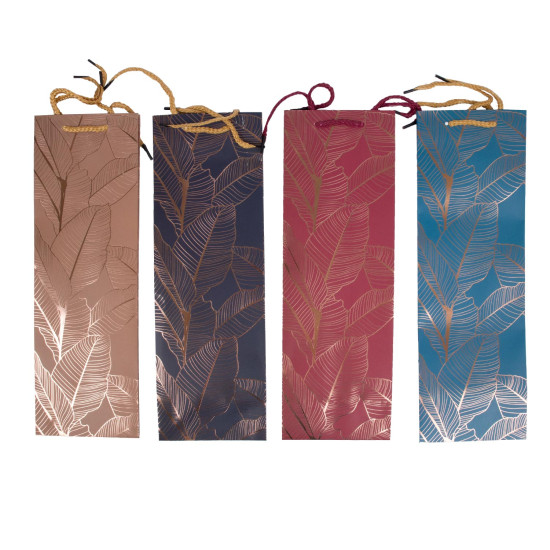 Подарочный пакет для бутылки LEAF, 12х8х36см, микс