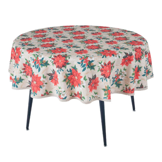Скатерть WINTER FLOWERS D170см, Рождественская звезда Скатерть WINTER FLOWERS D170см, Рождественская звезда