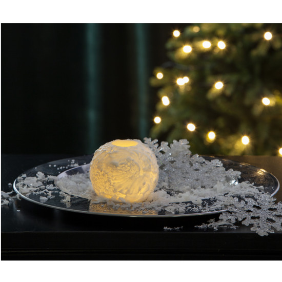 LED küünal SNOWBALL D7,5xH6,5cm, valge