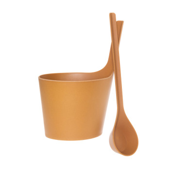 Чаша для сауны с черпаком RENTO PISARA BIO желтая Чаша для сауны с черпаком RENTO PISARA BIO желтая