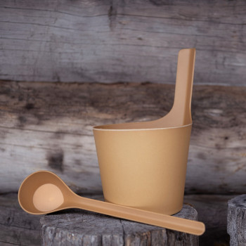 Чаша для сауны с черпаком RENTO PISARA BIO желтая Чаша для сауны с черпаком RENTO PISARA BIO желтая