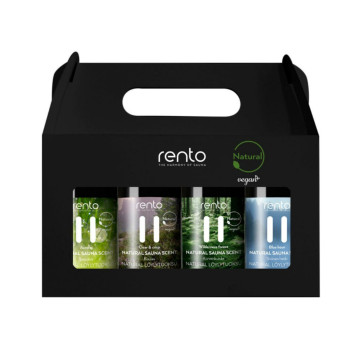 Подарочная коробка ароматов для сауны RENTO 4x100мл Подарочная коробка ароматов для сауны RENTO 4x100мл