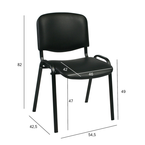 Klienta krēsls ISO 54,5xD42,5xH82/47cm, sēdvieta: ādas imitācija, krāsa: melns, rāmis: melns Klienta krēsls ISO 54,5xD42,5xH82/47cm, sēdvieta: ādas imitācija, krāsa: melns, rāmis: melns