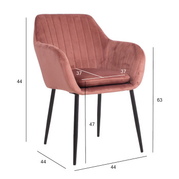 Стул EVELIN 60,5x57,5xH82см, ткань: бархат, цвет: розовый Стул EVELIN 60,5x57,5xH82см, ткань: бархат, цвет: розовый