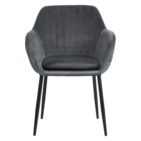 Стул EVELIN 60,5x57,5xH82см, ткань: бархат, цвет: серый