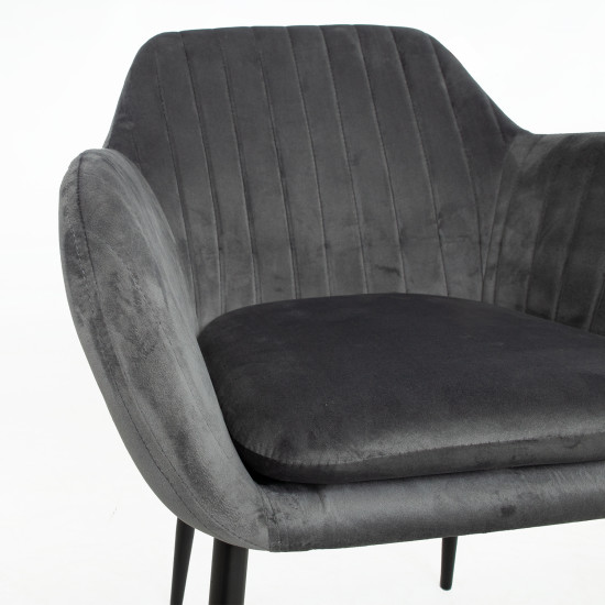 Стул EVELIN 60,5x57,5xH82см, ткань: бархат, цвет: серый