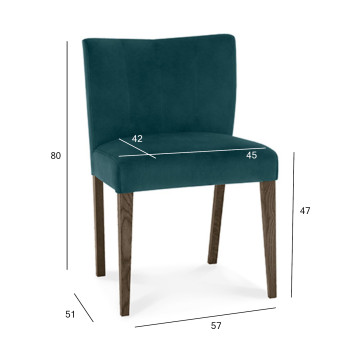 TURIN tool 57x51xH80cm, polsterdatud iste ja seljatugi kaetud rohelise sametkangaga, jalad tumedast tammepuidust TURIN tool 57x51xH80cm, polsterdatud iste ja seljatugi kaetud rohelise sametkangaga, jalad tumedast tammepuidust