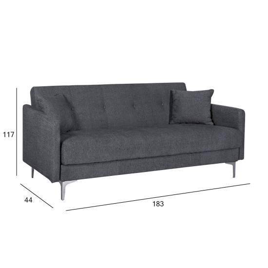 Диван-кровать LOGAN 199x86xH90cм, материал покрытия: ткань, цвет: серый