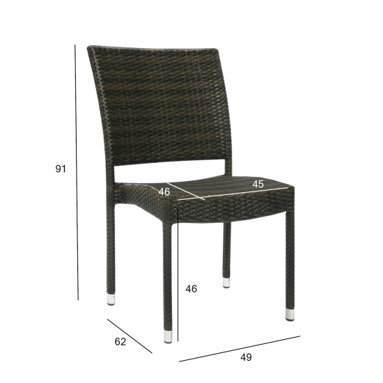 Стул WICKER-3, тёмно-коричневый