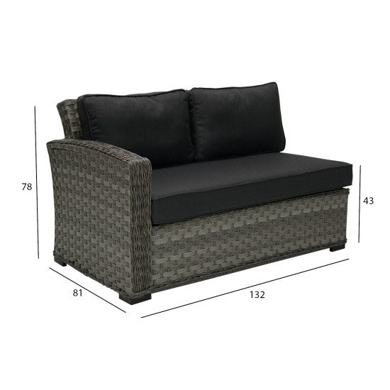 Mooduldiivan GENEVA 2-kohaline 132x81xH78cm, vasak nurk, hall Mooduldiivan GENEVA 2-kohaline 132x81xH78cm, vasak nurk, hall