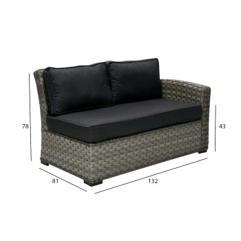 Mooduldiivan GENEVA 2-kohaline 132x81xH78cm, parem nurk, hall Mooduldiivan GENEVA 2-kohaline 132x81xH78cm, parem nurk, hall