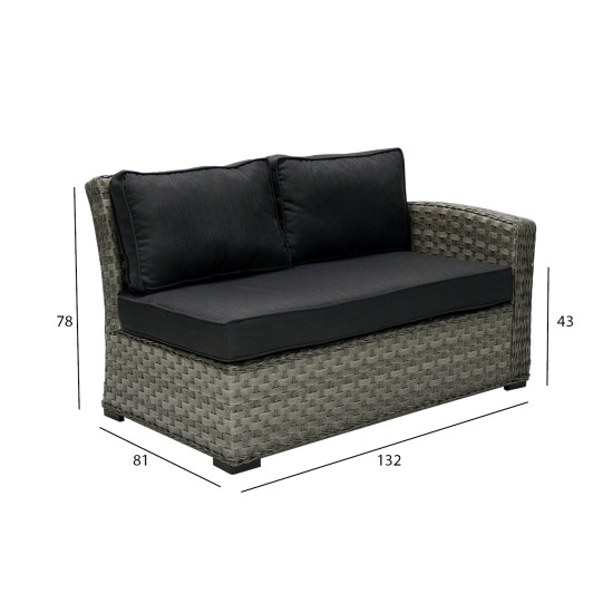 Mooduldiivan GENEVA 2-kohaline 132x81xH78cm, parem nurk, hall Mooduldiivan GENEVA 2-kohaline 132x81xH78cm, parem nurk, hall