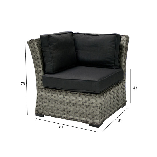 Mooduldiivani GENEVA nurgaosa 81x81xH78cm, hall Mooduldiivani GENEVA nurgaosa 81x81xH78cm, hall